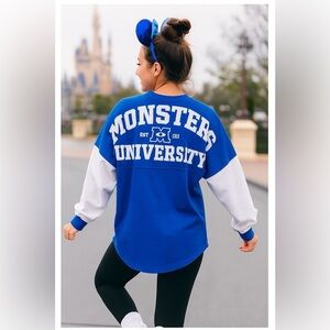 DISNEY Spirit Jersey Monsters University MU Oversized Long Sleeve Shirt Sz. S